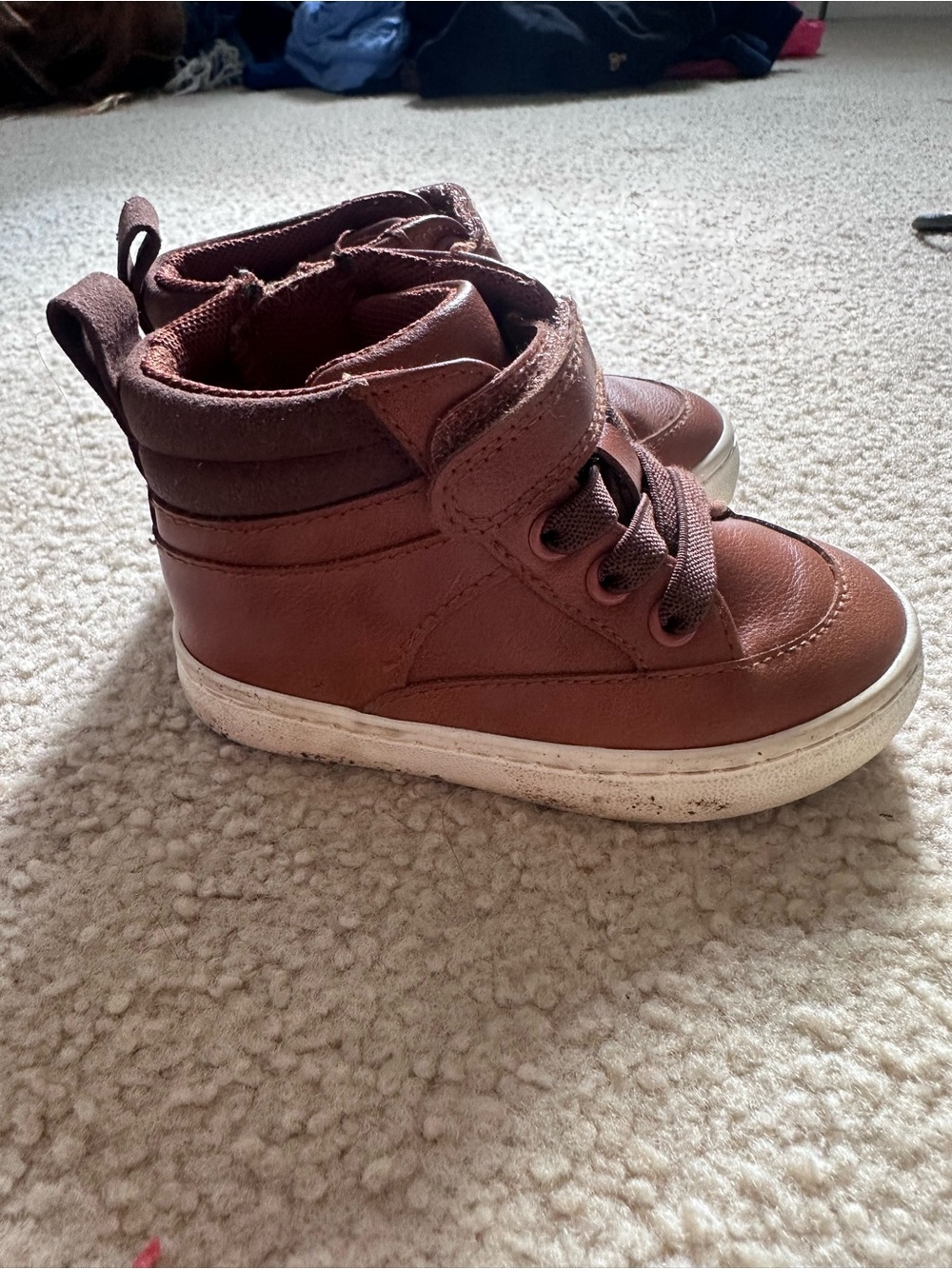 Cat & Jack Brown High-Top Kids Boots with White Sole